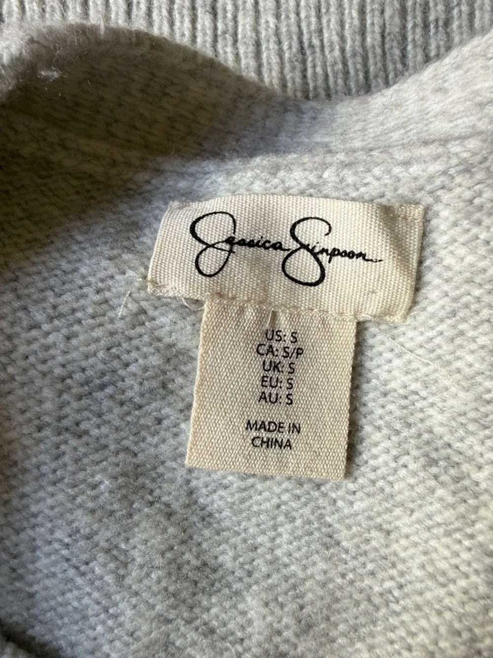 Jessica Simpson Cable Knit Sweater Vest Small Gray Button Front Cozy